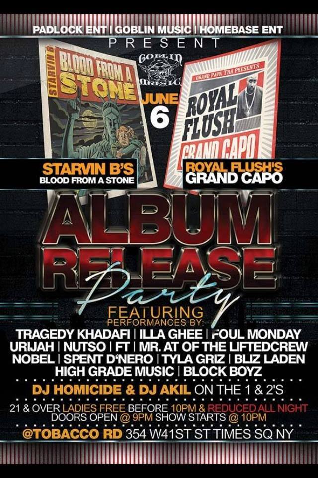 starvin b royal flush release album party